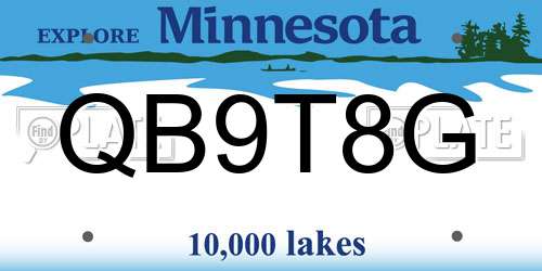 QB9T8G Minnesota License Plate