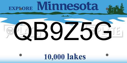 QB9Z5G Minnesota License Plate