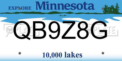 QB9Z8G Minnesota License Plate