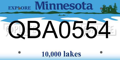 QBA0554 Minnesota License Plate
