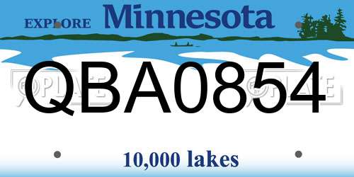 QBA0854 Minnesota License Plate