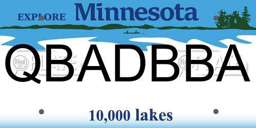 QBADBBA Minnesota License Plate