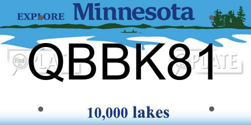 QBBK81 Minnesota License Plate