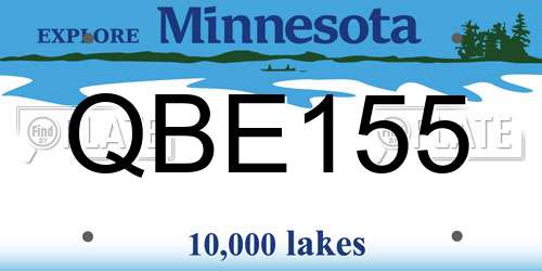 QBE155 Minnesota License Plate