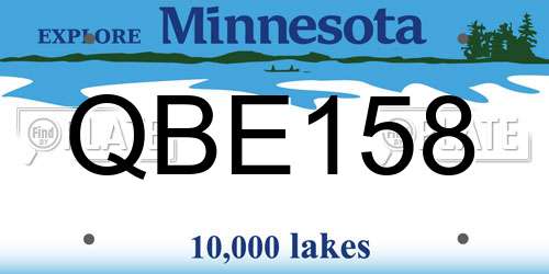 QBE158 Minnesota License Plate