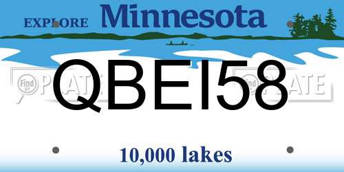 QBEI58 Minnesota License Plate