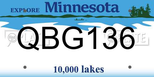 QBG136 Minnesota License Plate