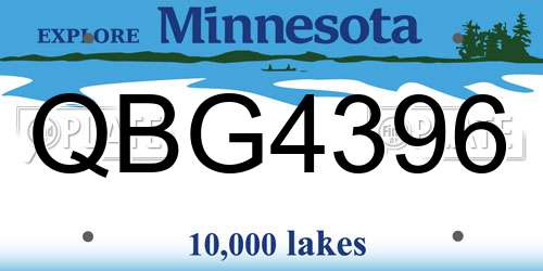 QBG4396 Minnesota License Plate