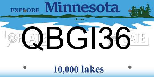 QBGI36 Minnesota License Plate