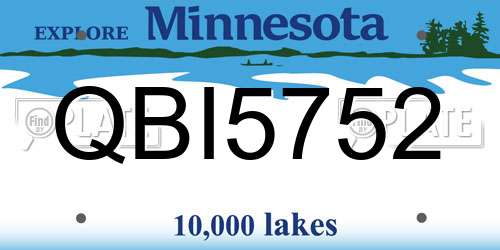 QBI5752 Minnesota License Plate