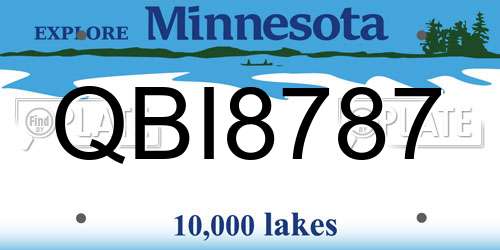QBI8787 Minnesota License Plate