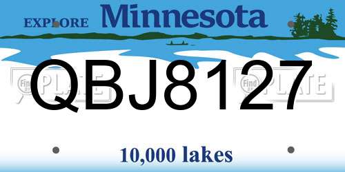 QBJ8127 Minnesota License Plate