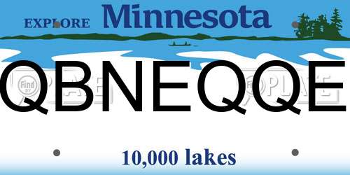 QBNEQQE Minnesota License Plate