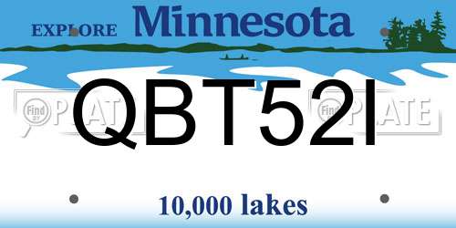 QBT52I Minnesota License Plate