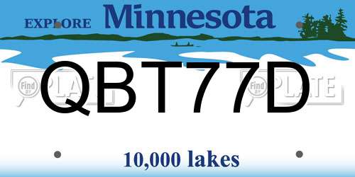 QBT77D Minnesota License Plate