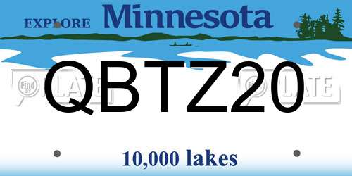 QBTZ20 Minnesota License Plate