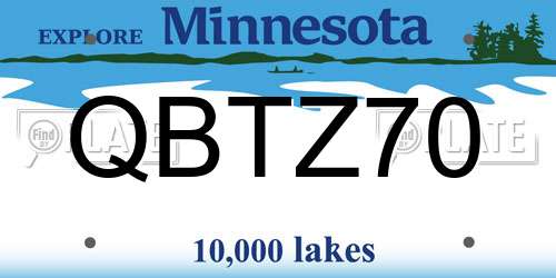QBTZ70 Minnesota License Plate