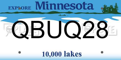 QBUQ28 Minnesota License Plate