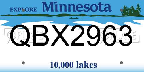QBX2963 Minnesota License Plate