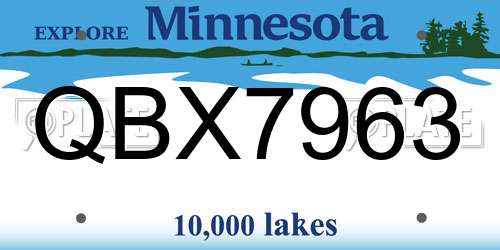 QBX7963 Minnesota License Plate