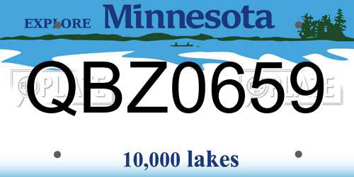 QBZ0659 Minnesota License Plate