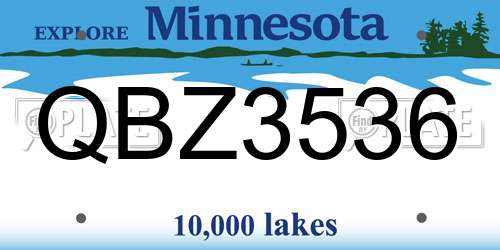 QBZ3536 Minnesota License Plate
