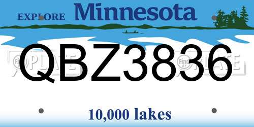 QBZ3836 Minnesota License Plate