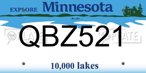 QBZ521 Minnesota License Plate
