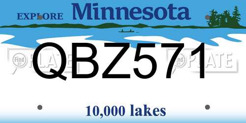 QBZ571 Minnesota License Plate