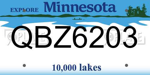 QBZ6203 Minnesota License Plate