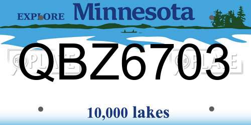 QBZ6703 Minnesota License Plate