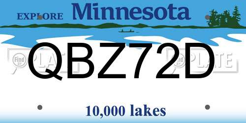 QBZ72D Minnesota License Plate