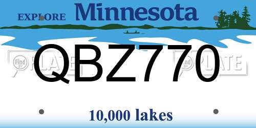 QBZ770 Minnesota License Plate