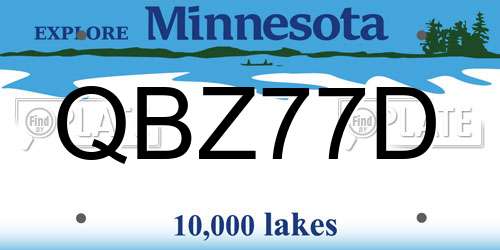 QBZ77D Minnesota License Plate