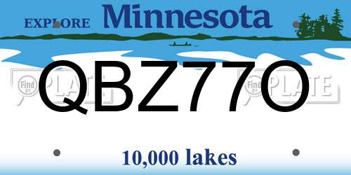 QBZ77O Minnesota License Plate