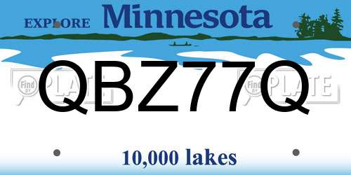 QBZ77Q Minnesota License Plate