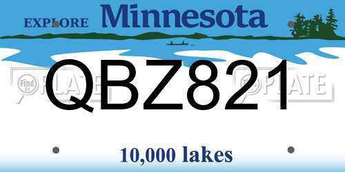 QBZ821 Minnesota License Plate