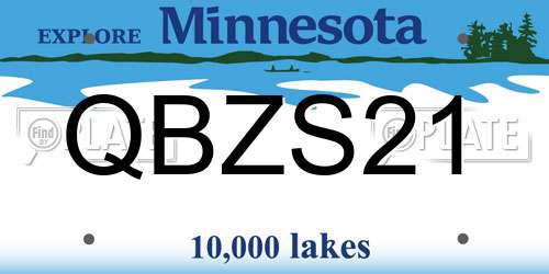 QBZS21 Minnesota License Plate