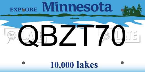 QBZT70 Minnesota License Plate