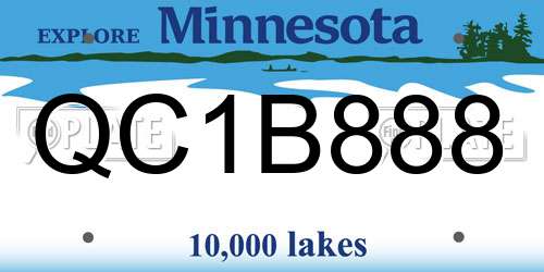 QC1B888 Minnesota License Plate