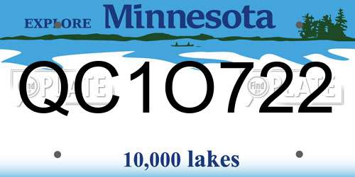 QC1O722 Minnesota License Plate