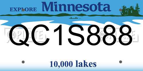 QC1S888 Minnesota License Plate