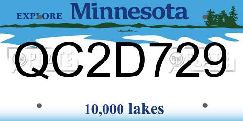 QC2D729 Minnesota License Plate