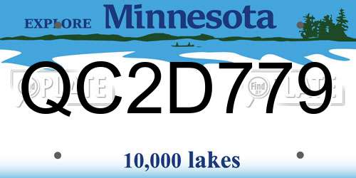 QC2D779 Minnesota License Plate