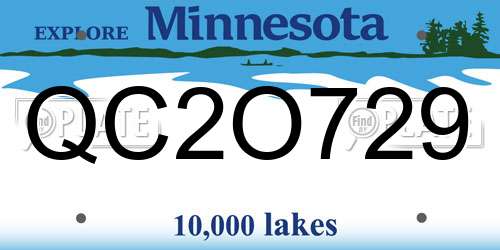 QC2O729 Minnesota License Plate