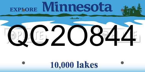 QC2O844 Minnesota License Plate