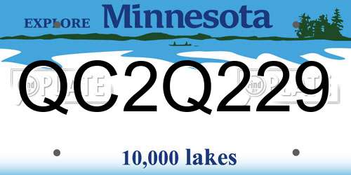 QC2Q229 Minnesota License Plate