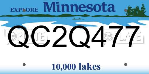 QC2Q477 Minnesota License Plate