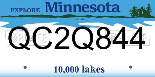 QC2Q844 Minnesota License Plate