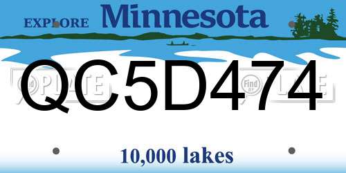 QC5D474 Minnesota License Plate